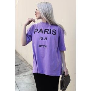 Madmext Lilac Paris Printed Women's T-Shirt