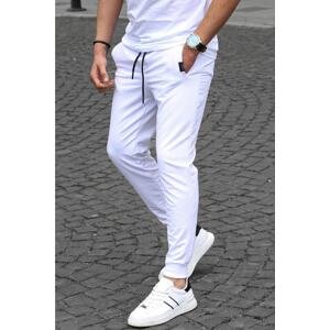 Madmext White Basic Men's Tracksuits With Elastic Legs 6512