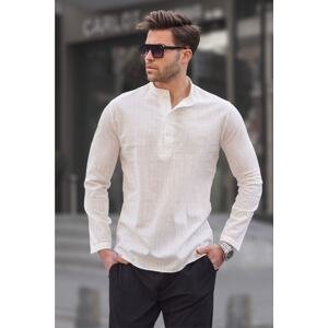 Madmext Men's Regular Fit White Linen Shirt 5586