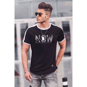 Madmext Men's Black T-Shirt 4564 with Embroidery