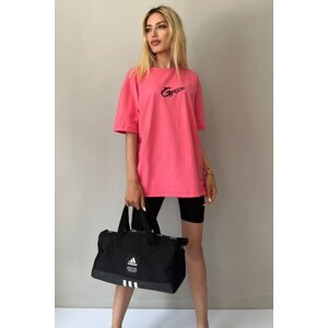 Madmext Pink Printed Oversize T-Shirt