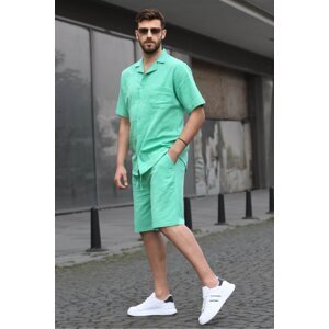Madmext Men's Green Basic Oversized Shirt Set 5588