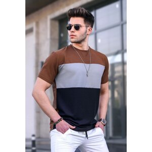 Madmext Men's Color Blocked Brown T-Shirt 5826