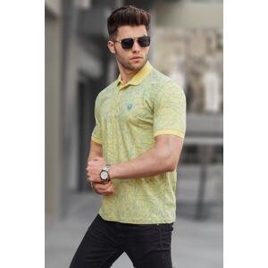 Madmext Yellow Patterned Polo Neck T-Shirt 5876