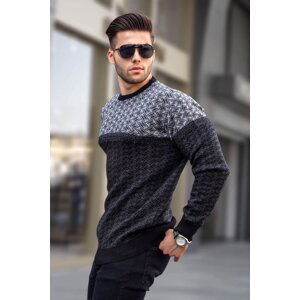 Madmext Men's Black Patterned Knitted Sweater 5977