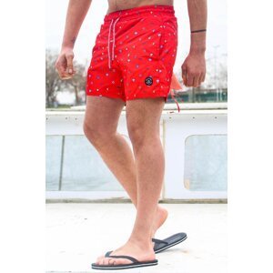 Madmext Red Patterned Men's Marine Shorts 6367