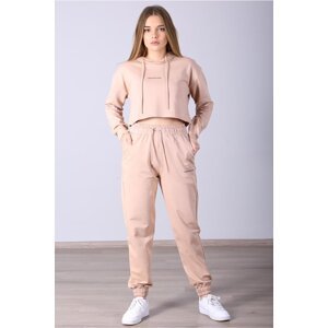 Madmext Mad Girls Camel Hoodie Women's Tracksuit Set