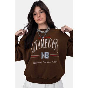 Madmext Mad Girls Women's Brown Sweatshirt Mg930