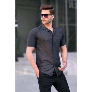 Madmext Black Slim Fit 100% Cotton Short Sleeve Men's Shirt 5585