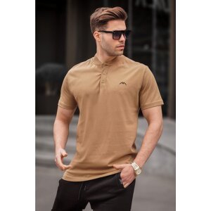 Madmext Cappuccino Colored Large Collar Men's T-Shirt 6067