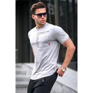 Madmext Men's Painted Gray Pocket Printed T-Shirt 5861