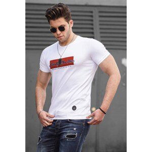 Madmext Men's Printed White T-Shirt 4589