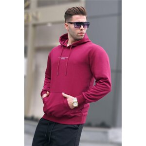 Madmext Claret Red Men's Hoodie with Printed Sweatshirt 6017