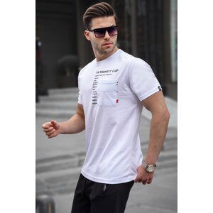 Madmext Men's White Pocket Printed T-Shirt 5861