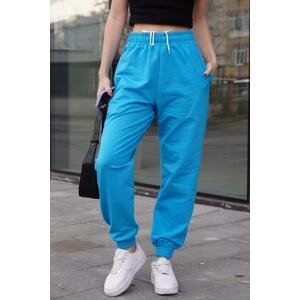Madmext Turquoise Comfort Fit Basic Sweatpants