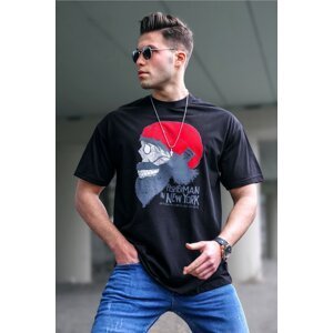 Madmext Men's Patterned Black T-Shirt 5361