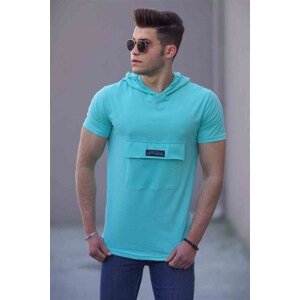 Madmext Men's Turquoise Hooded T-Shirt 4611