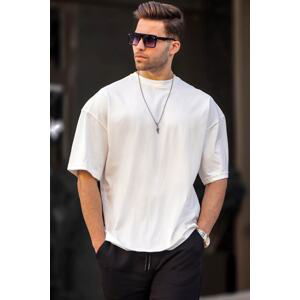 Madmext Men's Ecru Oversize Fit Basic T-Shirt 6066