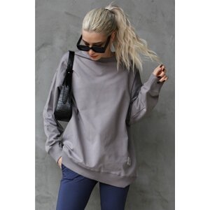 Madmext Dyed Gray Basic Oversize Women's Sweatshirt