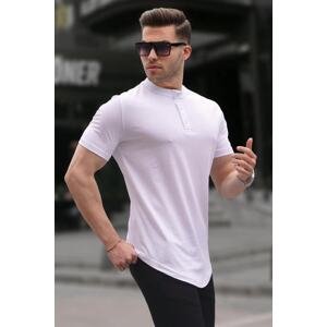 Madmext Men's White Polo Neck Basic T-Shirt 6132