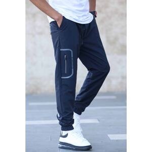 Madmext Navy Blue Parachute Fabric Pocket Detailed Jogger Trousers 5483
