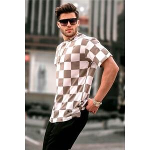Madmext Men's Patterned Beige T-Shirt 5808