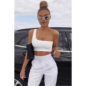 Madmext Mad Girls One Shoulder White Strappy Body Mg325