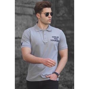 Madmext Men's Gray Polo Neck T-Shirt 5247