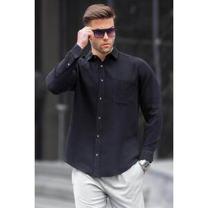 Madmext Black Relaxed Fit Muslin Fabric Men's Shirt 5587