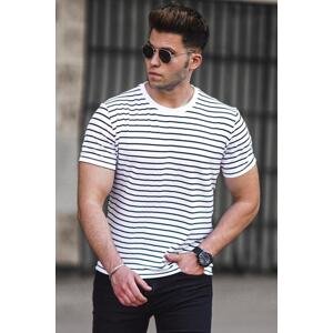 Madmext Men's Striped White T-Shirt 5276