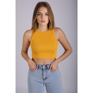 Madmext Mad Girls Yellow Crop Top
