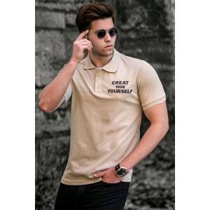 Madmext Beige Men's Polo Neck T-Shirt 5247