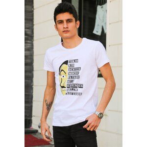 Madmext Printed White T-Shirt 4016