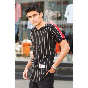 Madmext Striped Black T-Shirt 3039