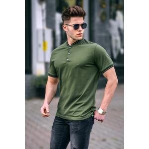 Madmext Khaki Green Plain Polo Neck Men's T-Shirt