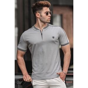 Madmext Men's Gray Polo Neck T-Shirt 9281