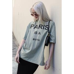 Madmext Mint Green Paris Printed Women's T-Shirt