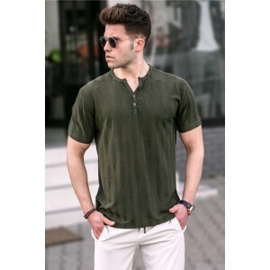 Madmext Men's Khaki Buttoned T-Shirt 5831