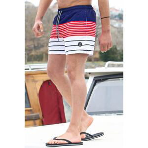 Madmext Navy Blue Striped Men's Swim Shorts 6362