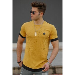 Madmext Men's Yellow Ripped Detail T-Shirt 4489