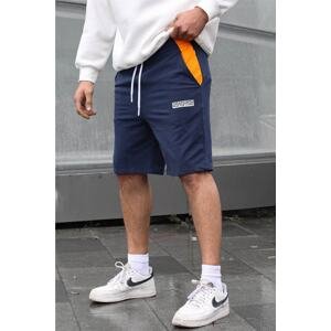 Madmext Navy Blue Printed Men's Capri Shorts 5487