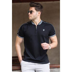 Madmext Men's Black Polo Neck T-Shirt 9281