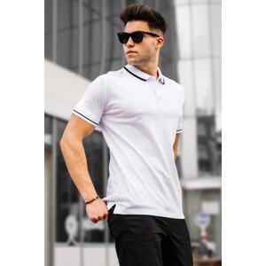 Madmext White Plain Polo Men's T-Shirt