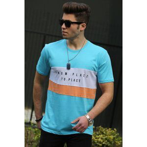 Madmext Men's Printed Turquoise T-Shirt 4499