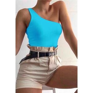 Madmext Mad Girls One Shoulder Turquoise Strap Body Mg325