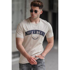 Madmext Men's Printed Beige T-Shirt 5267
