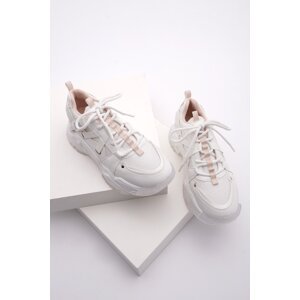 Marjin Women's High Transparent Sole Sneaker Lace-Up Sports Shoes Ojis white