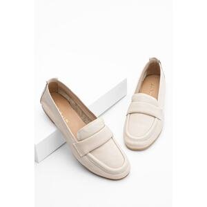 Marjin Women's Loafer Genuine Leather Casual Shoes Token beige