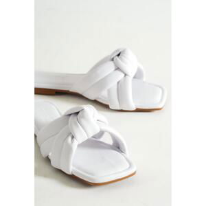 Capone Outfitters Capone Flat Heeled White Women's Slippers