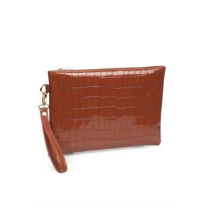 Capone Outfitters Capone Large Crocodile Patterned Paris Tan Women's Clutch Bag